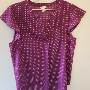 JCrew Magenta Flutter Sleeve Blouse, Size 6